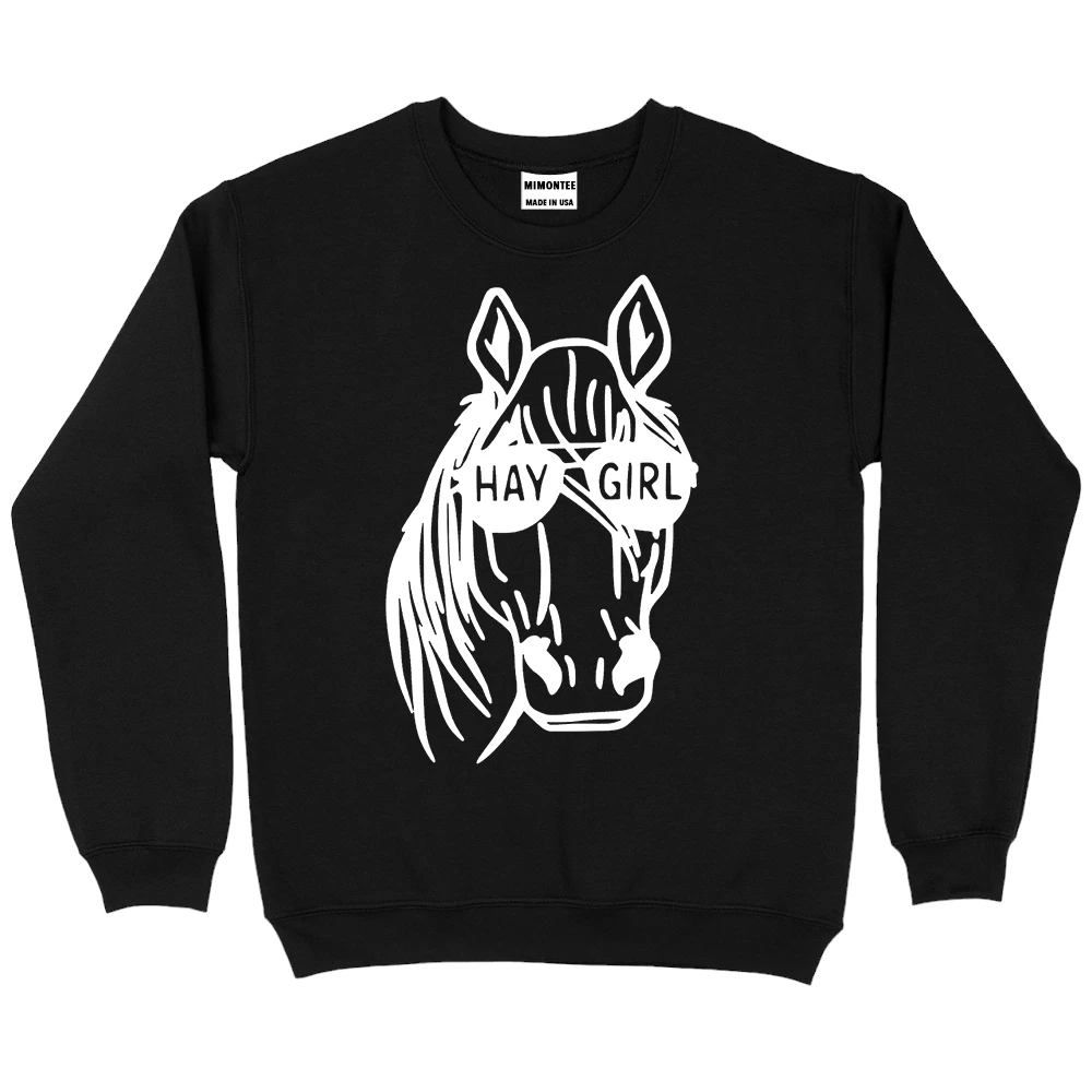 Hay Girl Horse SweatShirt - Black