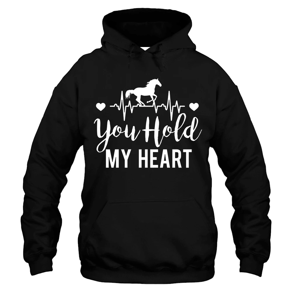 You Hold My Heart Horse Hoodie - Black