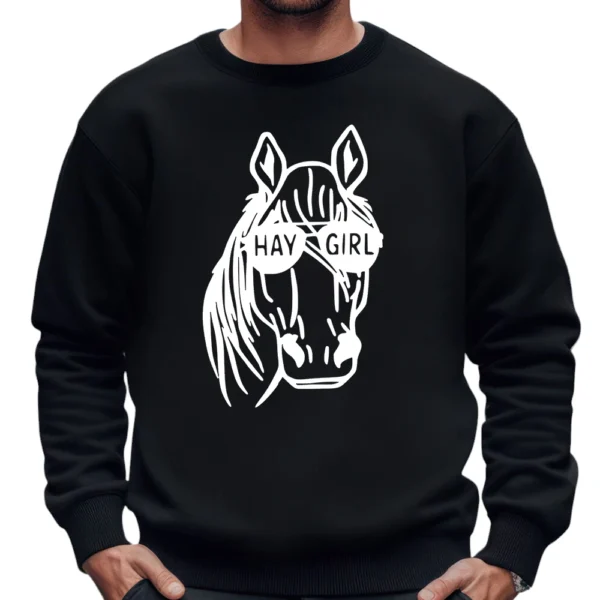 Hay Girl Horse SweatShirt - Black