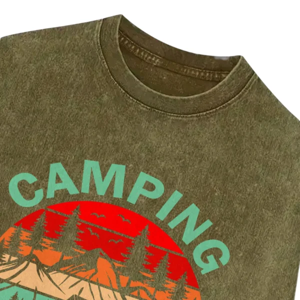 Camping Is My Happy Place Vintage Washed Tshirts Gift For Fan