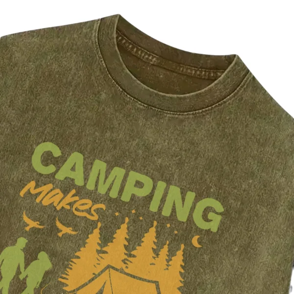 Camping Makes Everything Better Retro Washed Tshirts Gift For Fan
