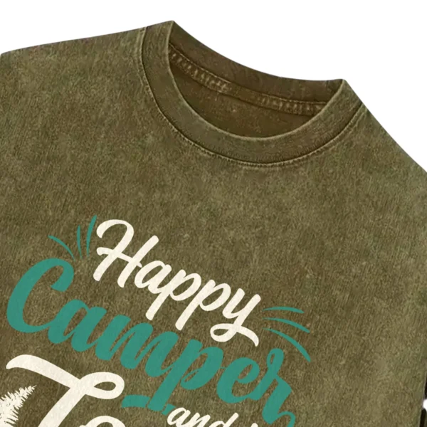 Happy Camper And I Love Camping Washed Tshirts Gift For Fan