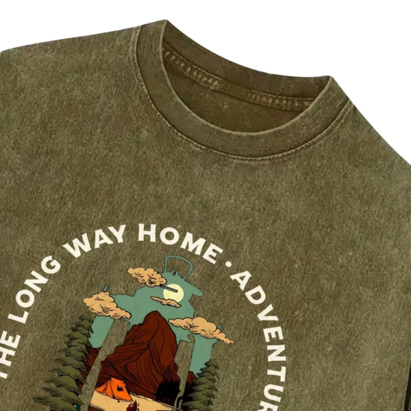 Take The Long Way Home Adventure Awaits Camping Washed Tshirts Gift For Fan