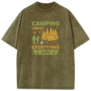Camping Makes Everything Better Retro Washed Tshirts Gift For Fan