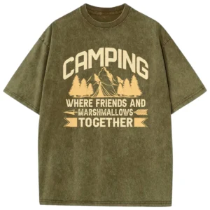 Camping Where Friends And Marshmallows Together Vintage Washed Tshirts Gift For Fan