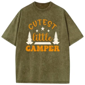 Cutest Little Camper Vintage Washed Tshirts Gift For Fan