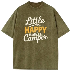 Little Happy Camper Washed Tshirts Gift For Fan