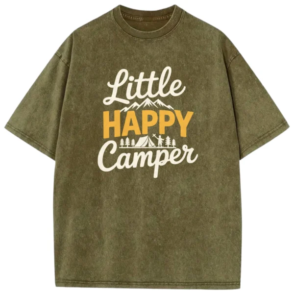 Little Happy Camper Washed Tshirts Gift For Fan