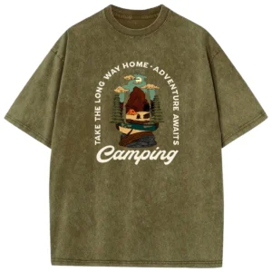 Take The Long Way Home Adventure Awaits Camping Washed Tshirts Gift For Fan