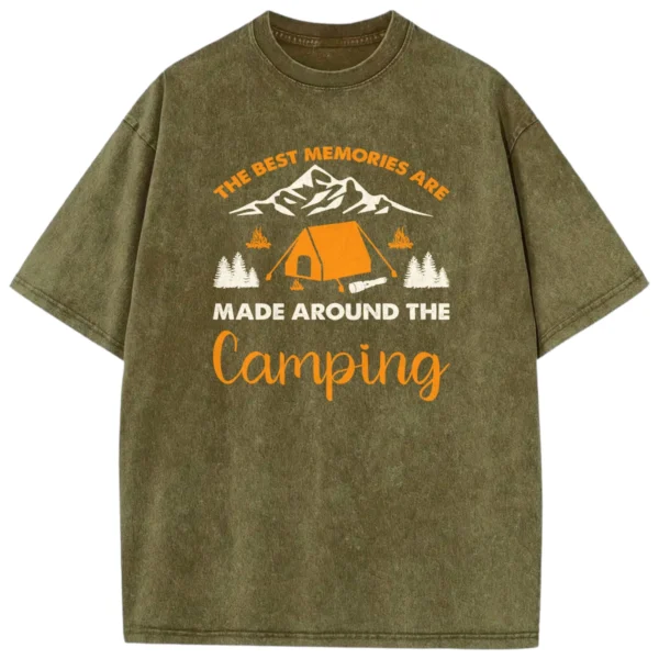The Best Memories Are Made Around The Camping Washed Tshirts Gift For Fan