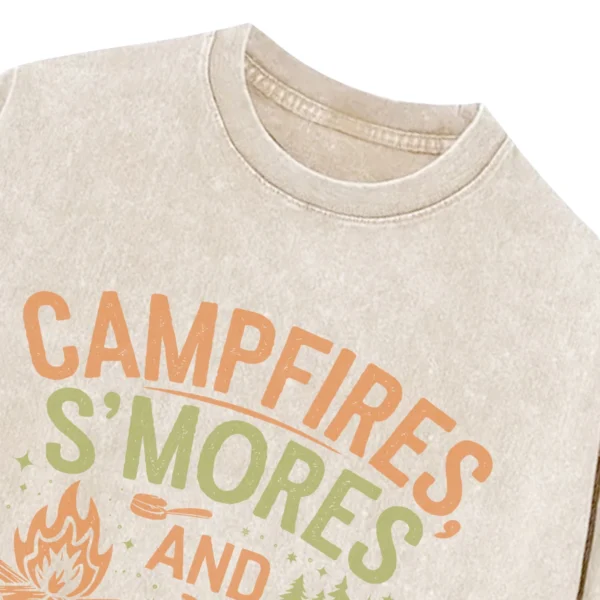 Campfires S’ Mores And Starry Nights Washed Tshirts Gift For Fan