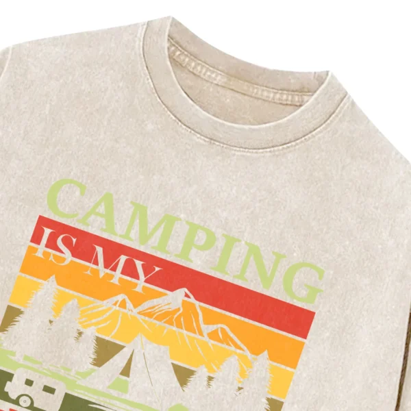 Camping Is My Happy Place Washed Tshirts Gift For Fan