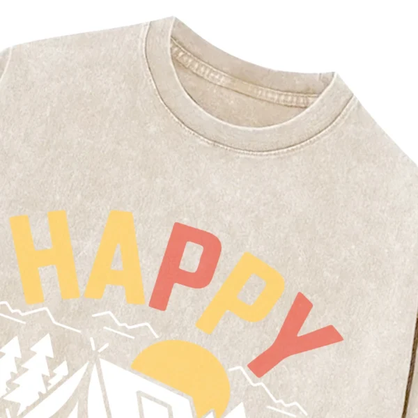 Happy Camper Vintage Washed Tshirts Gift For Fan