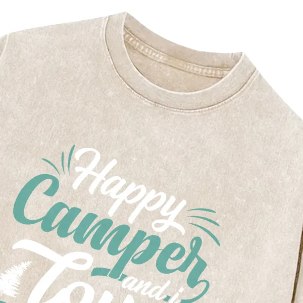 Happy Camper And I Love Camping Washed Tshirts Gift For Fan