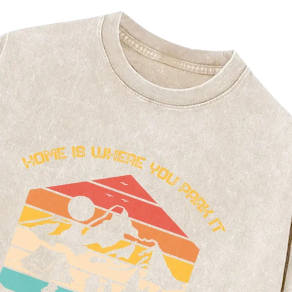 Home Is Where You Park It Camping Washed Tshirts Gift For Fan
