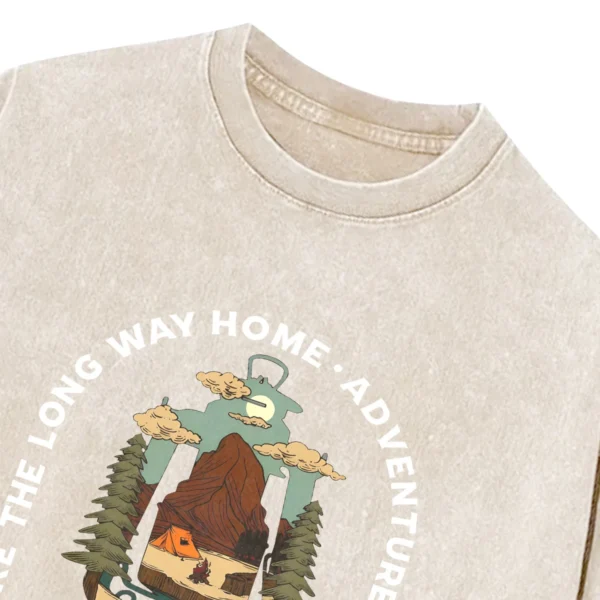 Take The Long Way Home Adventure Awaits Camping Washed Tshirts Gift For Fan
