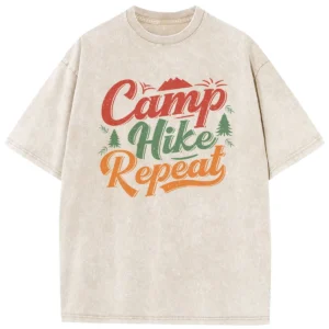 Camp Hike Repeat Washed Tshirts Gift For Fan