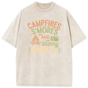Campfires S’ Mores And Starry Nights Washed Tshirts Gift For Fan