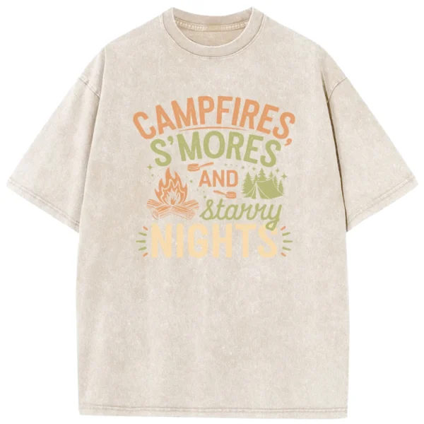 Campfires S’ Mores And Starry Nights Washed Tshirts Gift For Fan