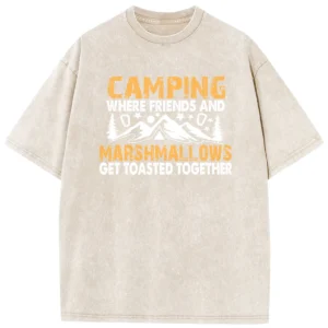 Camping Where Friends Vintage Washed Tshirts Gift For Fan