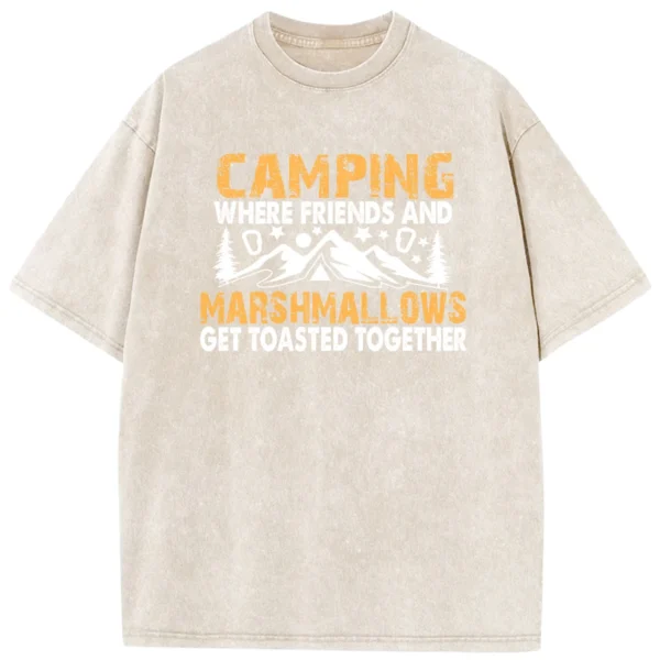 Camping Where Friends Vintage Washed Tshirts Gift For Fan