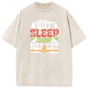 Eat Sleep Camp Rereat Washed Tshirts Gift For Fan