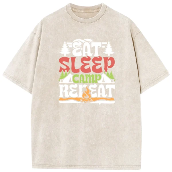 Eat Sleep Camp Rereat Washed Tshirts Gift For Fan