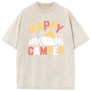 Happy Camper Vintage Washed Tshirts Gift For Fan