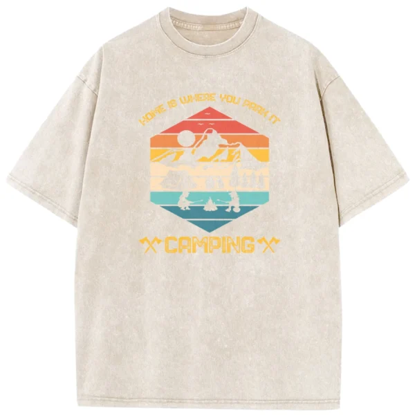 Home Is Where You Park It Camping Washed Tshirts Gift For Fan