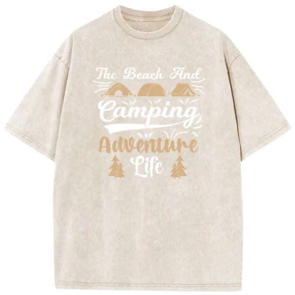 The Beach And Camping Adventure Life Washed Tshirts Gift For Fan