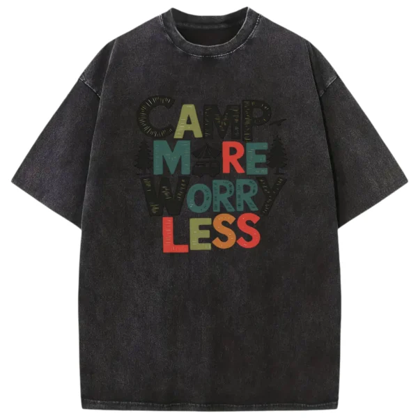 Camp More Worry Less Washed Tshirts Gift For Fan