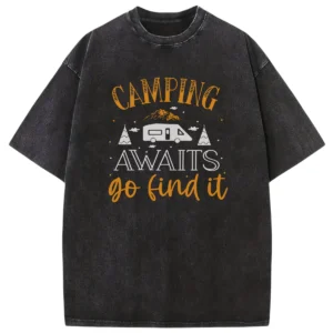 Camping Awaits Go Find It Washed Tshirts Gift For Fan