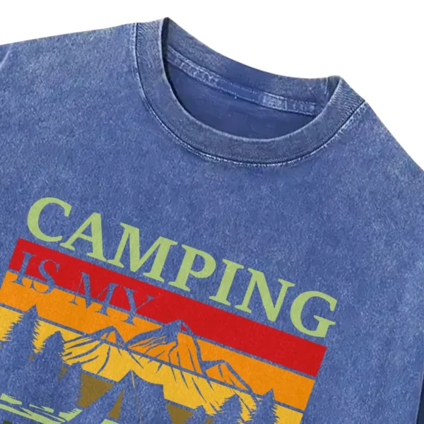 Camping Is My Happy Place Washed Tshirts Gift For Fan