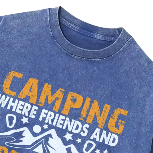 Camping Where Friends Vintage Washed Tshirts Gift For Fan
