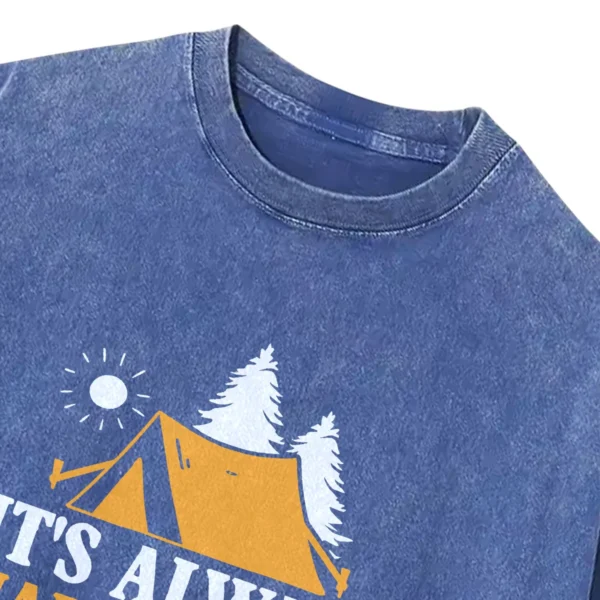 It’s Always Happy Hour When I’m Camping Washed Tshirts Gift For Fan