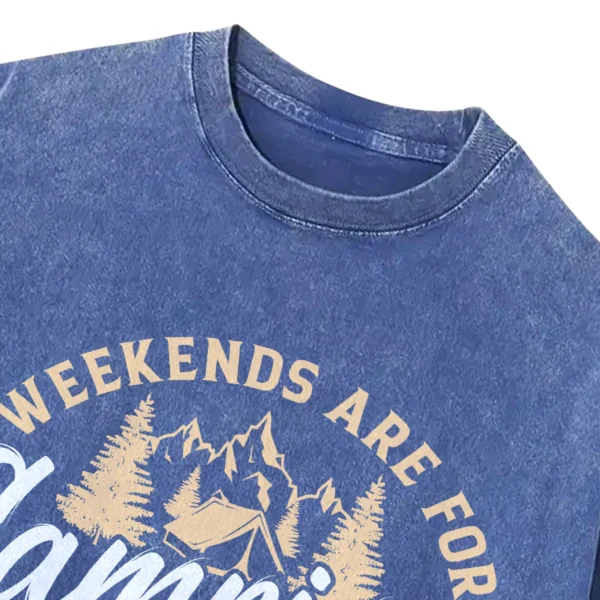 Weekends Are For Camping Crew Washed Tshirts Gift For Fan