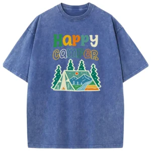 Happy Camper Washed Tshirts Gift For Fan