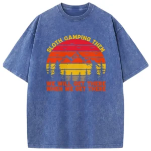 Sloth Camping Them Washed Tshirts Gift For Fan