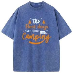 The Best Days Are Spent Camping Vintage Washed Tshirts Gift For Fan