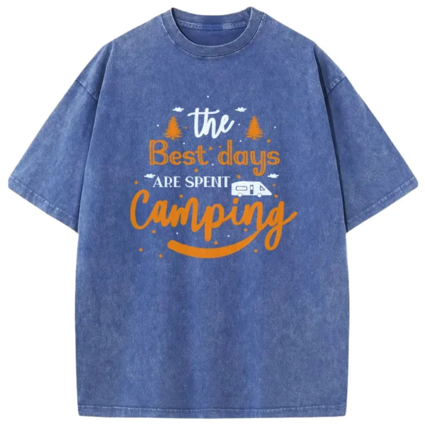 The Best Days Are Spent Camping Vintage Washed Tshirts Gift For Fan