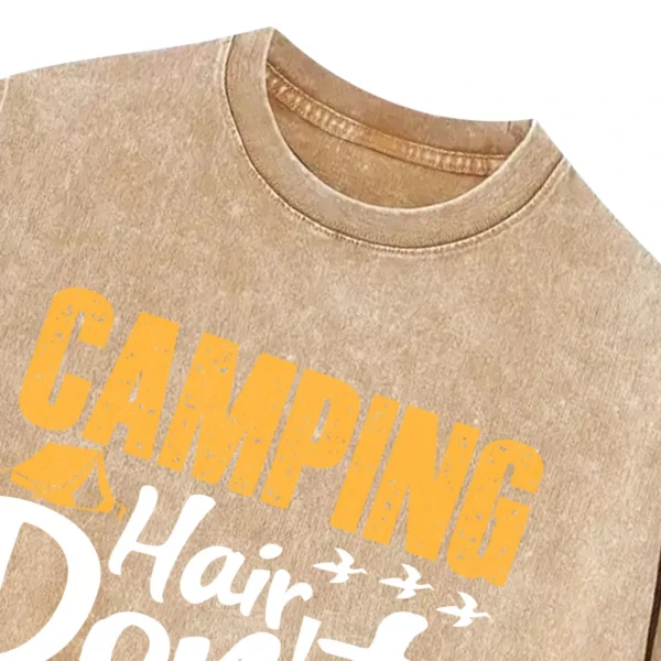 Camping Hair Don’t Care Washed Tshirts Gift For Fan