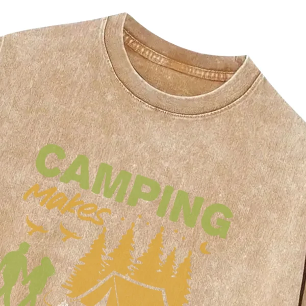 Camping Makes Everything Better Retro Washed Tshirts Gift For Fan