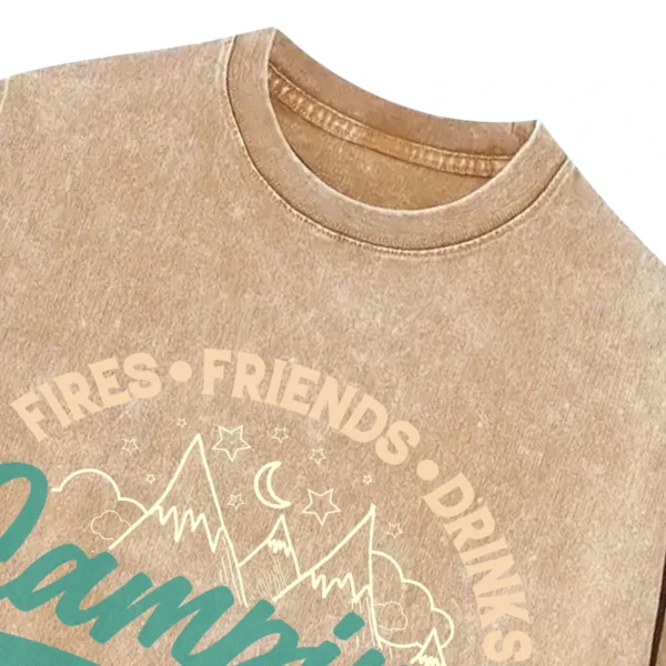 Fires Friends Drink Camping Crew Washed Tshirts Gift For Fan