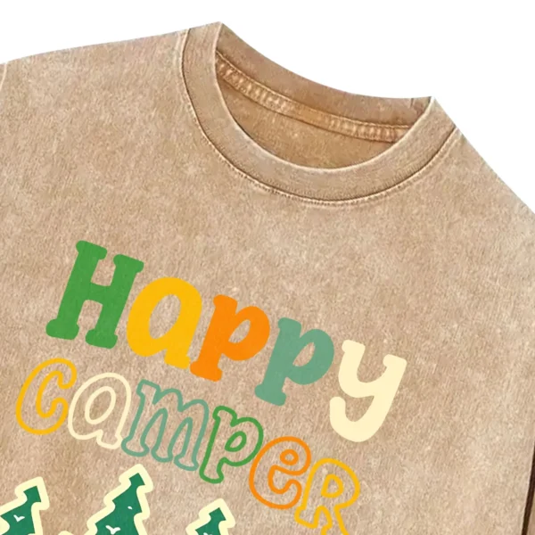 Happy Camper Washed Tshirts Gift For Fan
