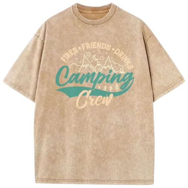 Fires Friends Drink Camping Crew Washed Tshirts Gift For Fan