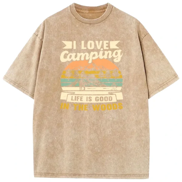 I Love Camping Life Is Good In The Woods Vintage Washed Tshirts Gift For Fan