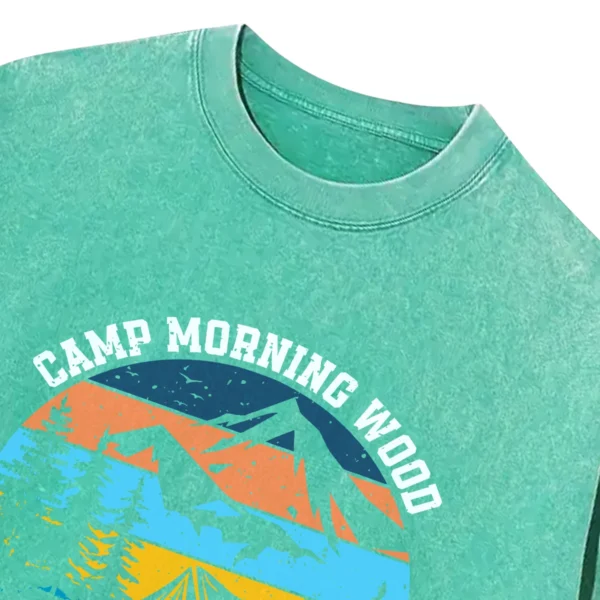 Camp Morning Wood Relax Pitch A Tent Washed Tshirts Gift For Fan