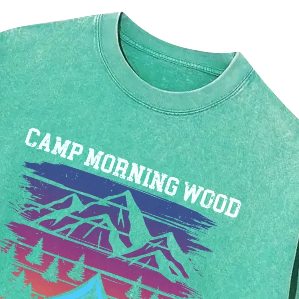 Camp Morning Wood Relax Pitch A Tent Vintage Washed Tshirts Gift For Fan