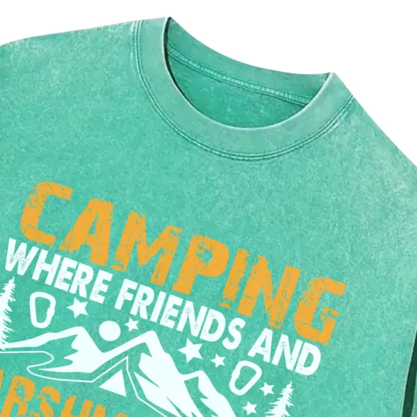 Camping Where Friends And Marshmallows Get Toasted Together Washed Tshirts Gift For Fan