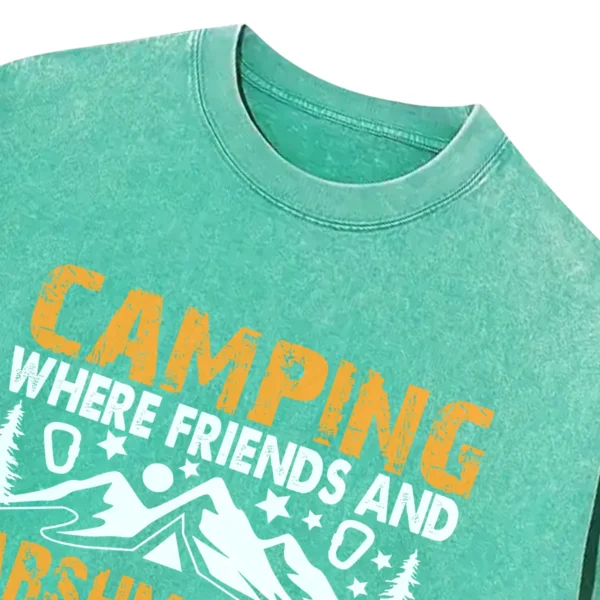 Camping Where Friends Vintage Washed Tshirts Gift For Fan